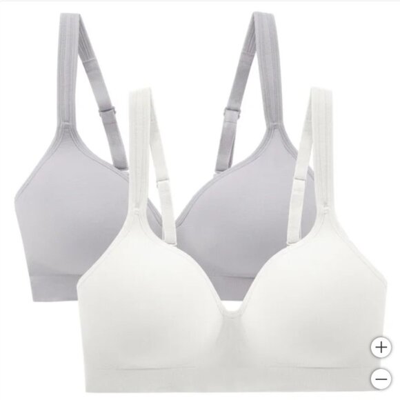 Carole Hochman Seamless Comfort Bra 2-Pack - White & Gray Wire-Free - Picture 2 of 7